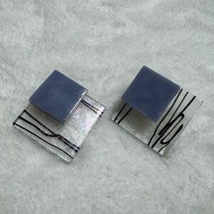 Vintage handmade functional art glass earrings. 1970,s